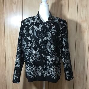 Lifestyle Classics Vintage Floral Collared Long Sleeve Blazer1X